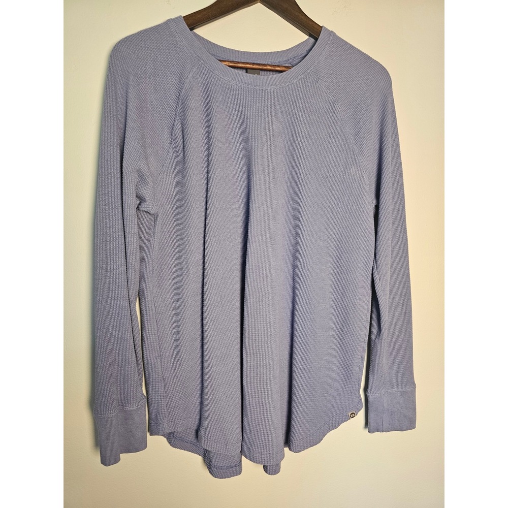 Gorpcore Eddie Bauer Waffle Knit Thermal Women‎ XL Blue Raglan Long Sleeve Top